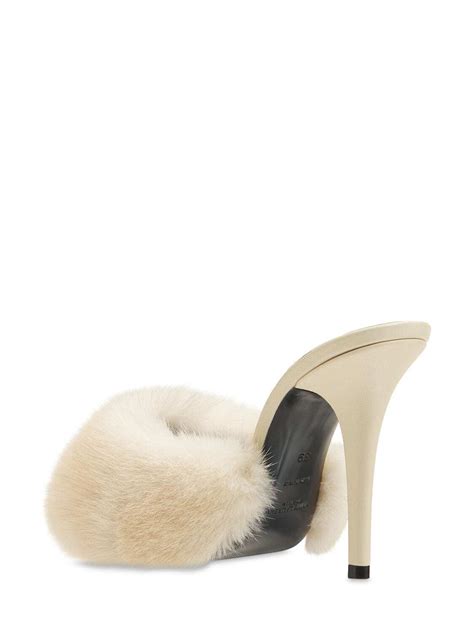 Saint Laurent 100mm La 16 Furry Mules 